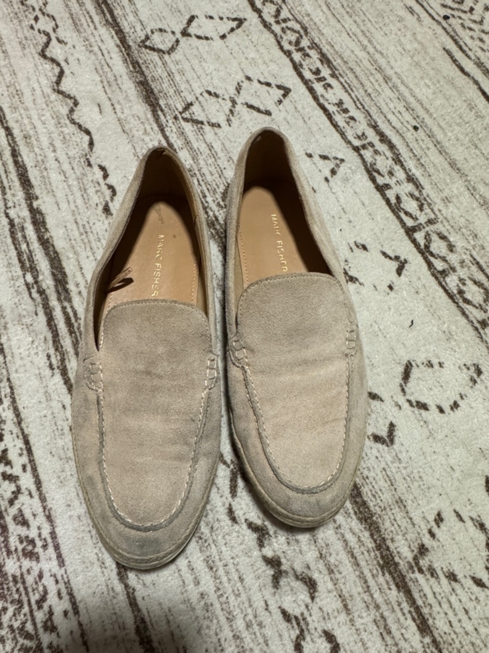 Marc Fisher Taupe Suede Slip-On Loafers
